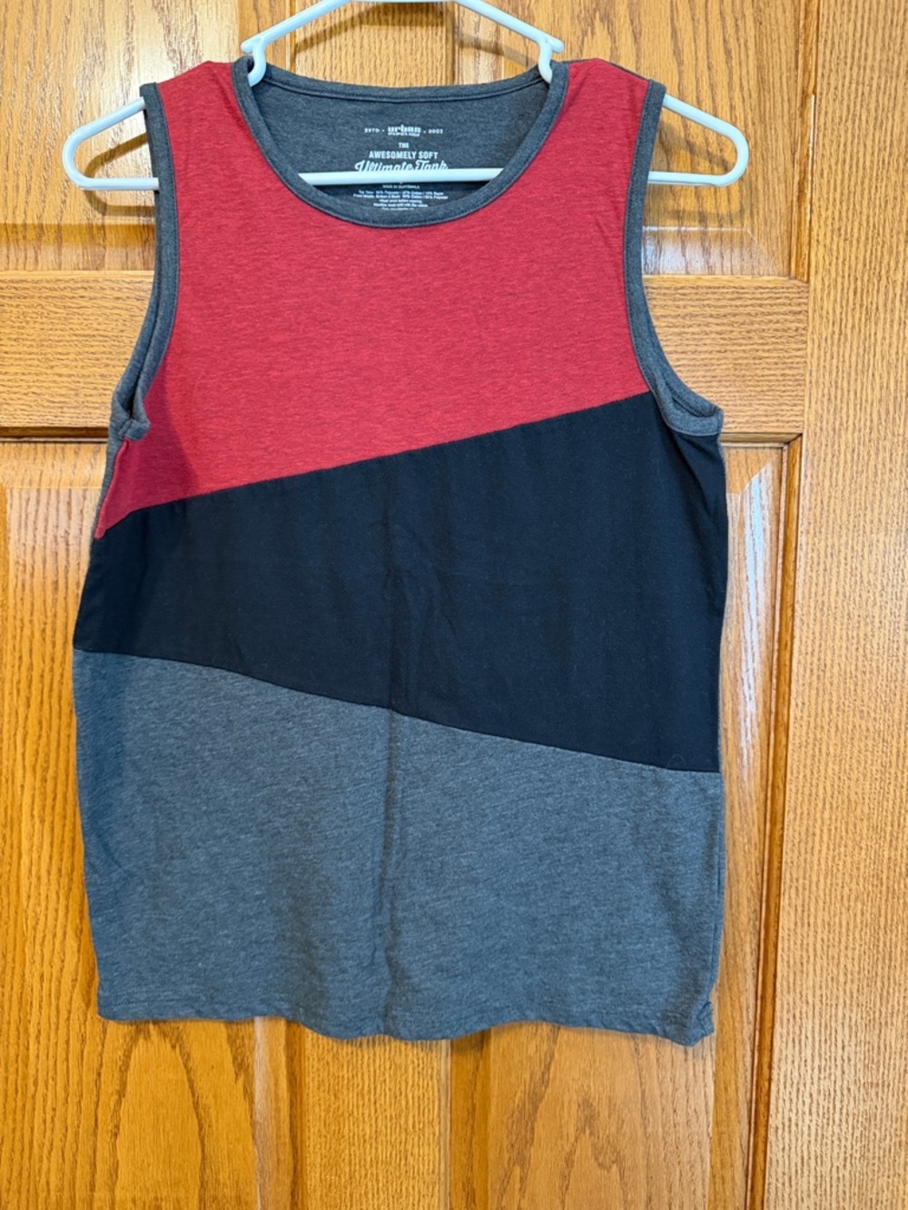 urban pipeline Red Black Gray Colorblock Boys Tank Top